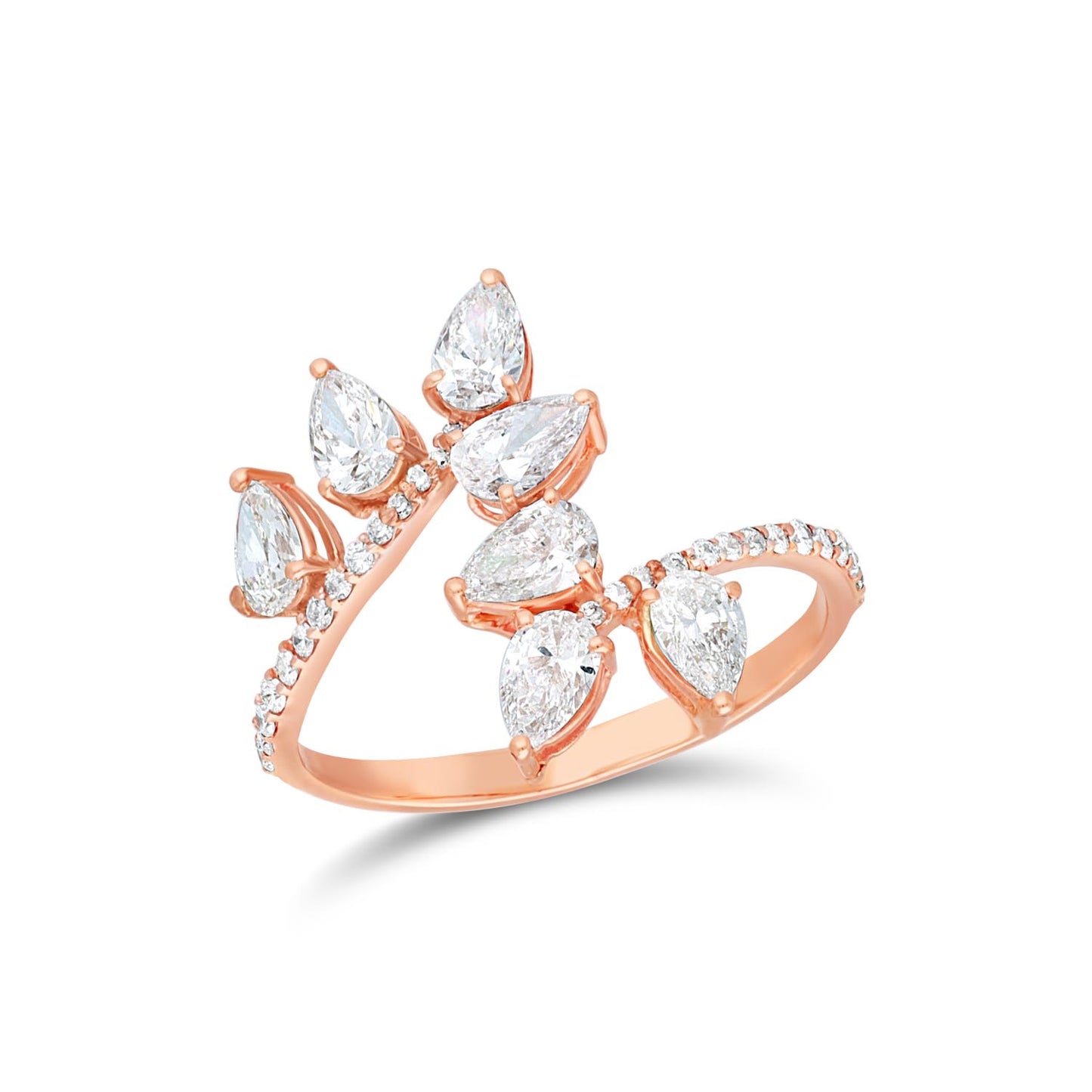 0.23 each pear shape flower diamond ring