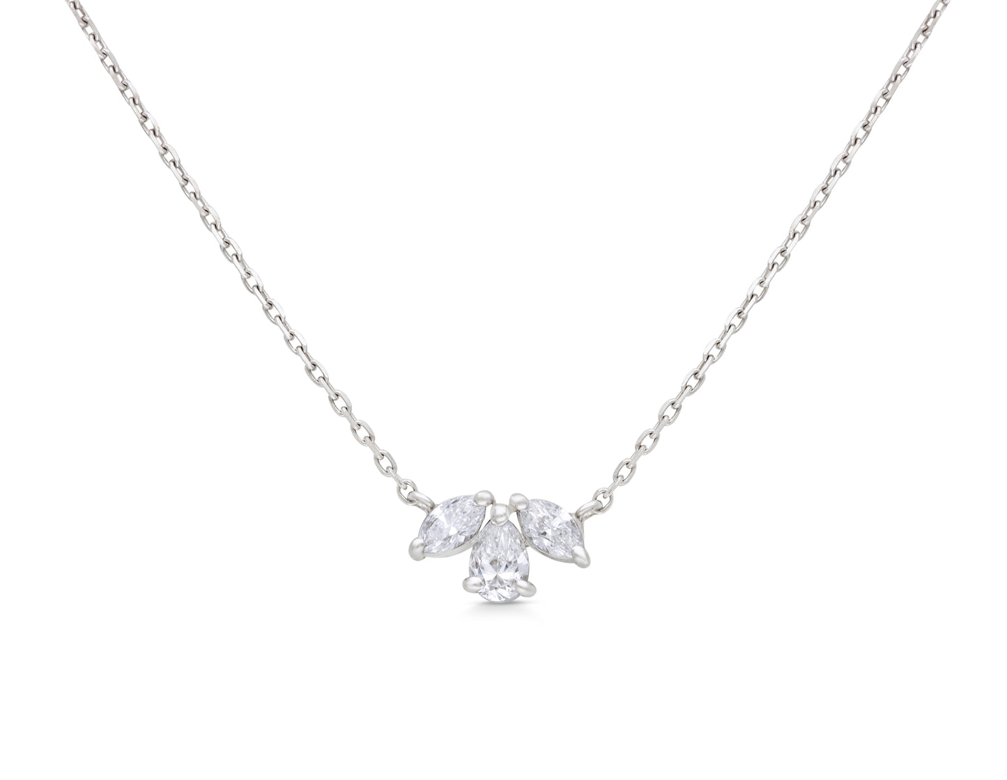 Pear shape leaf design diamond pendant