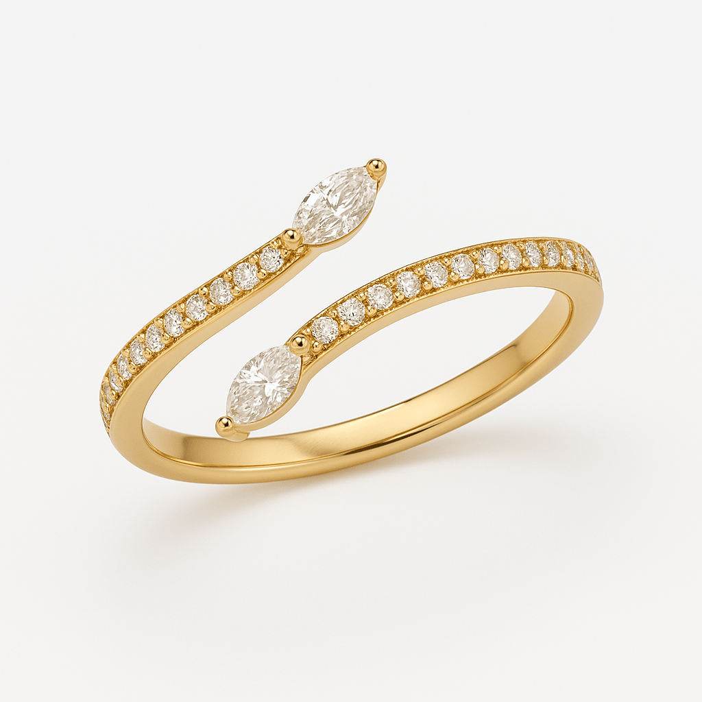 Twin marquise open diamond ring