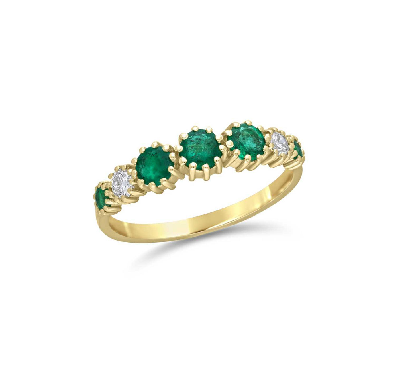 Emerald studs with diamond ring