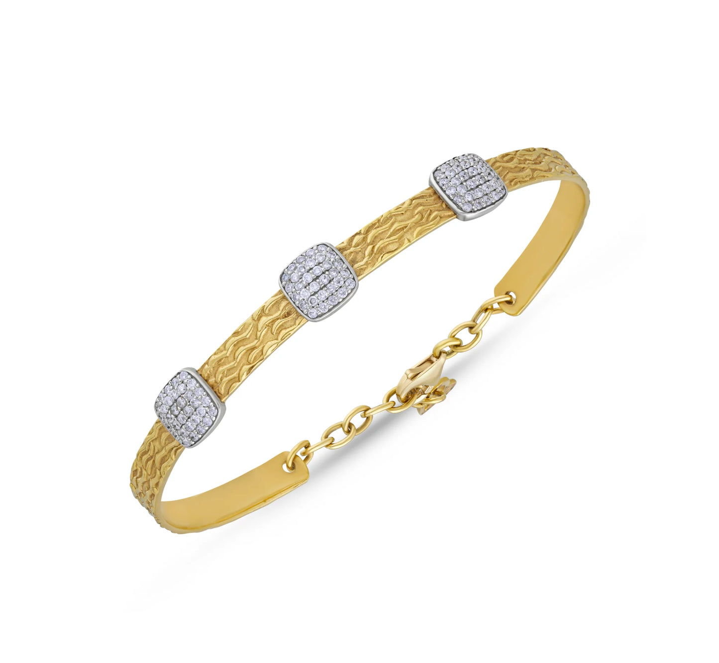 Wave printed three square diamond bracelet
