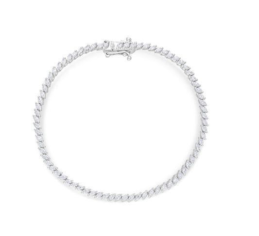 Marquise 0.02 carat diamond tennis bracelet