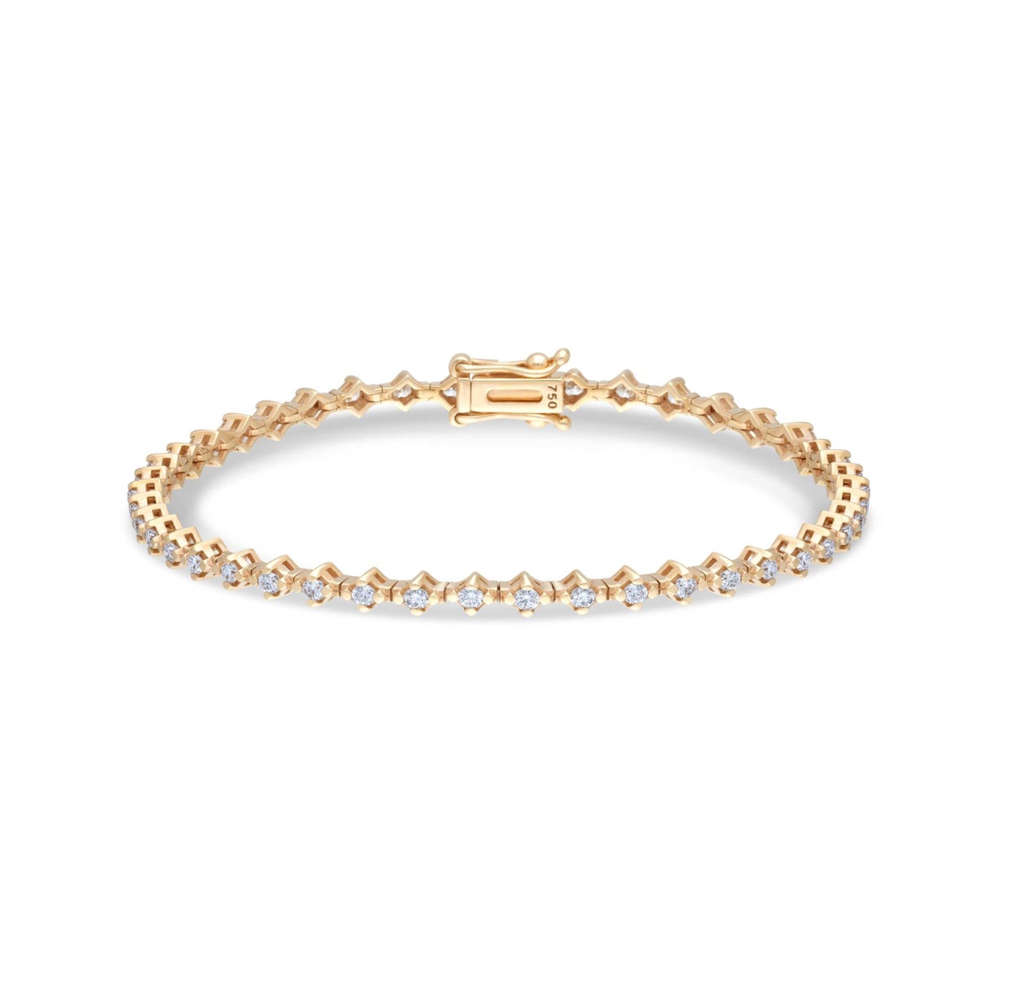 Diagonal 0.02 carat diamond tennis bracelet