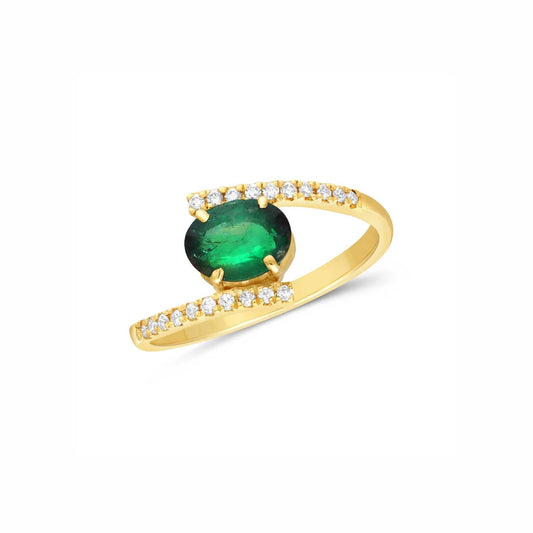 Emerald oval diamond ring