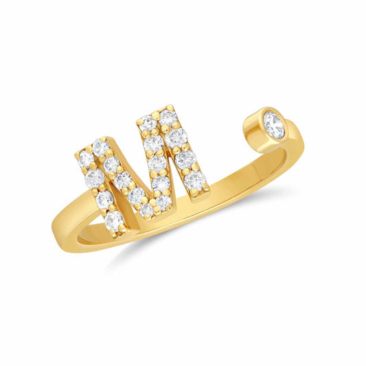 M letter diamond ring