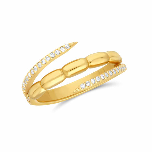 Three line bubbly diamond ring