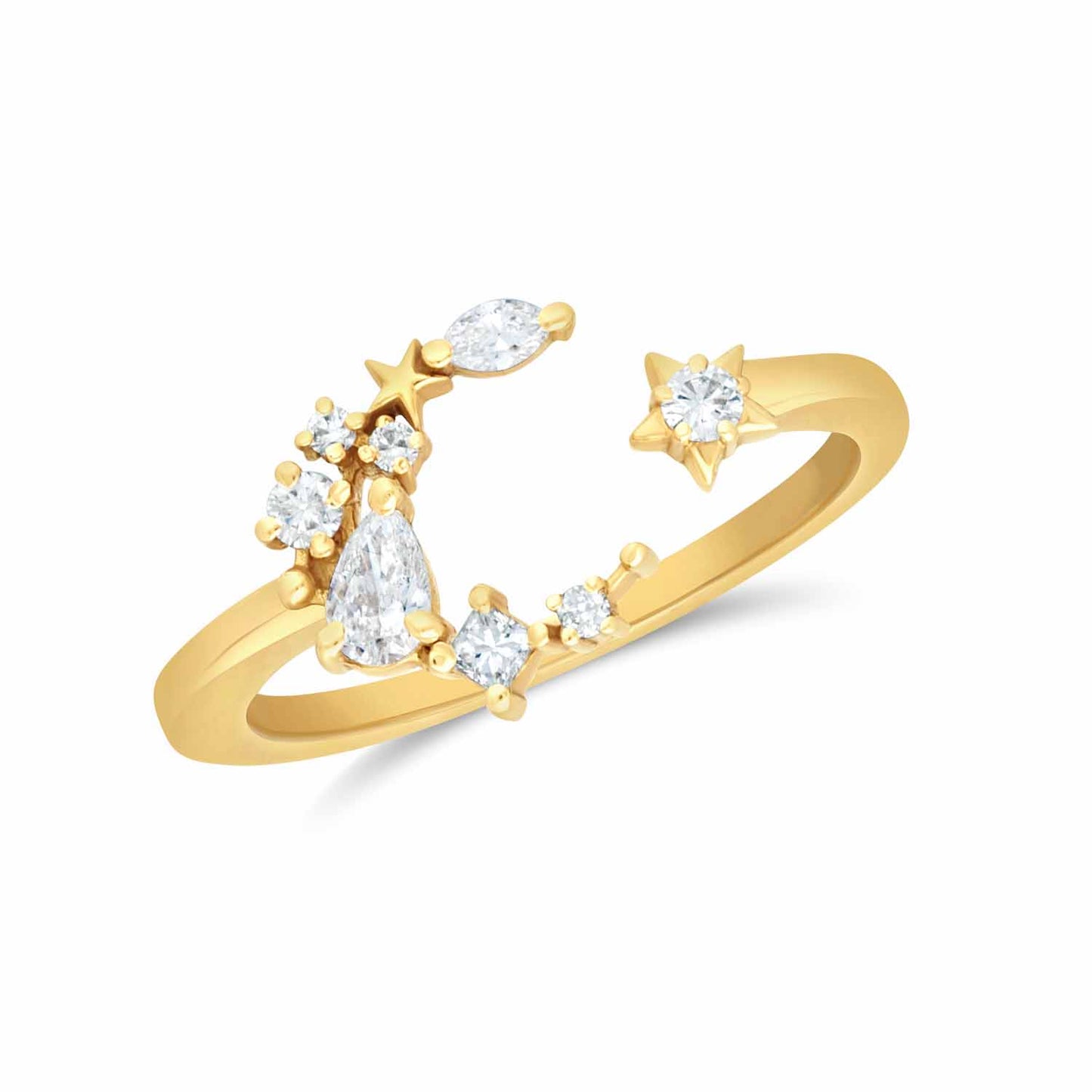 Moon design diamond ring