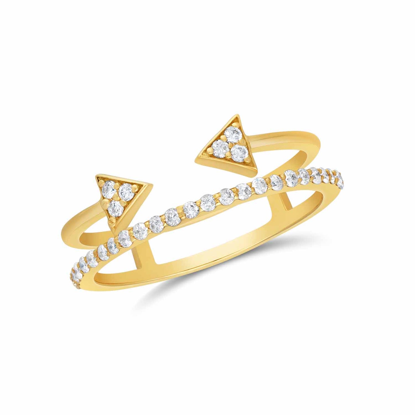 Gold double arrow diamond ring