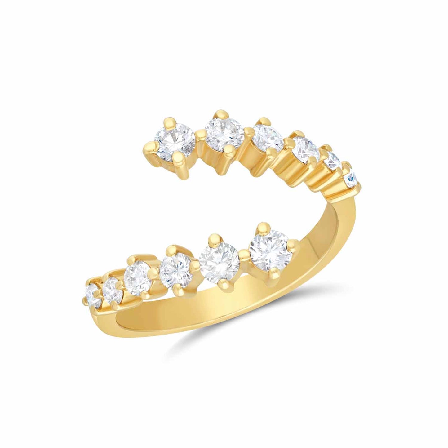 Open middle stud diamond ring