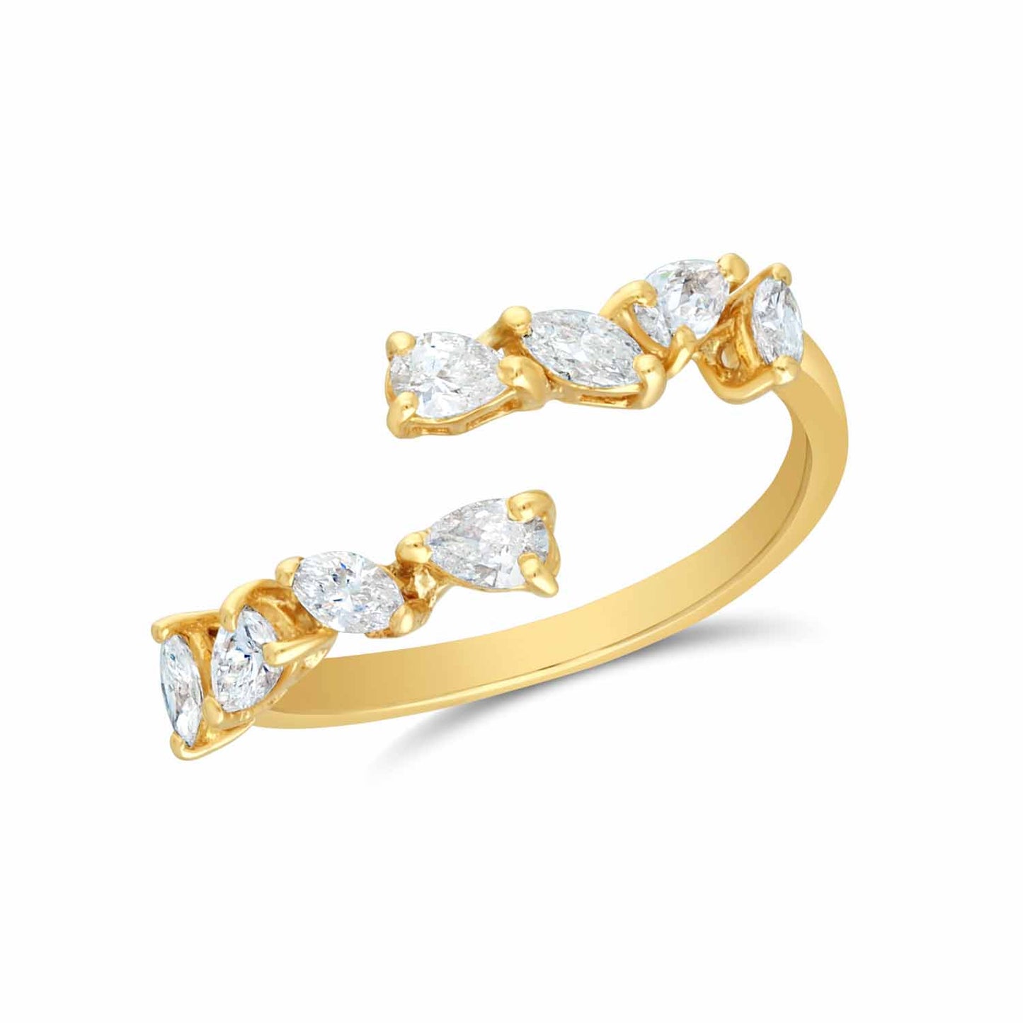 Three pear and marquise open diamond ring