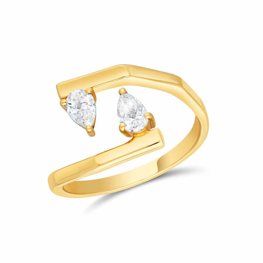 Double pear shape open diamond ring