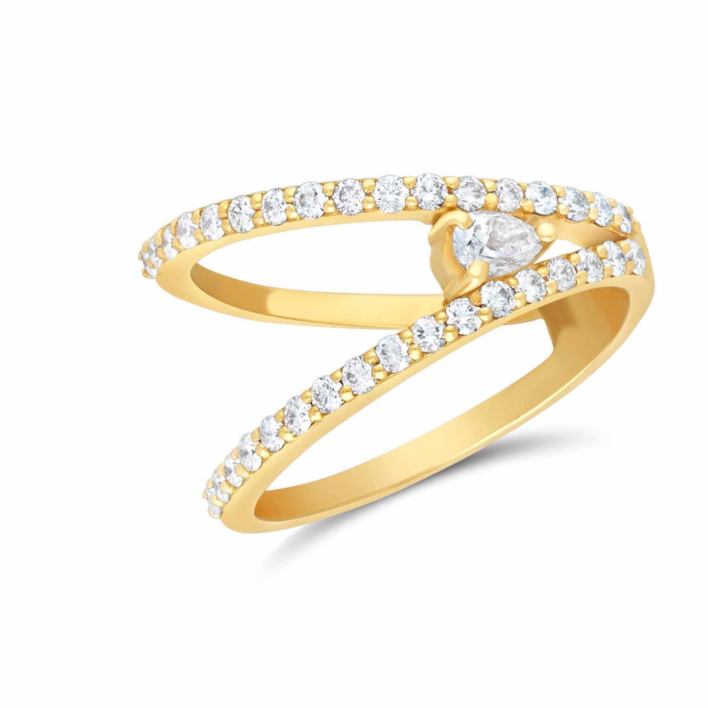 Touching pear shape diamond ring