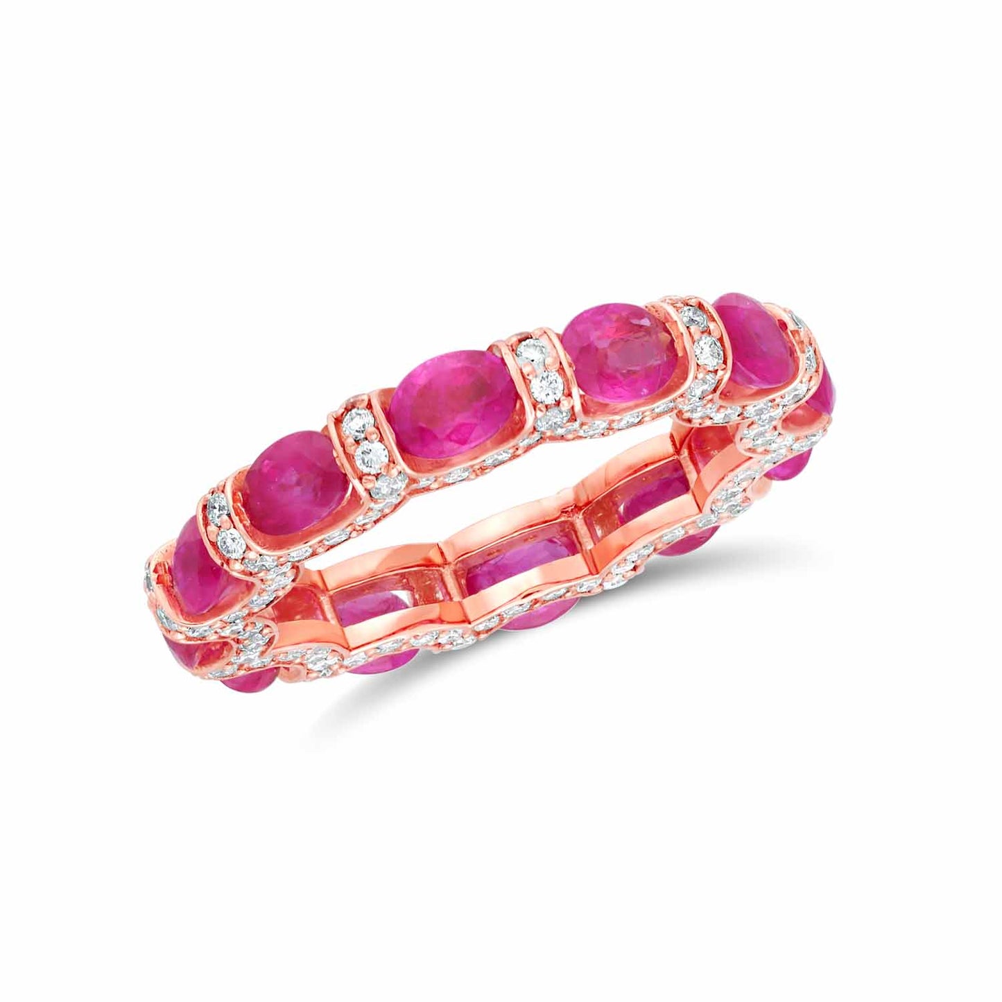 All around diamond ark ruby gold ring