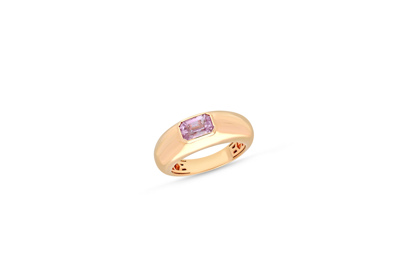 Pink Saphire glossy diamond pinky ring