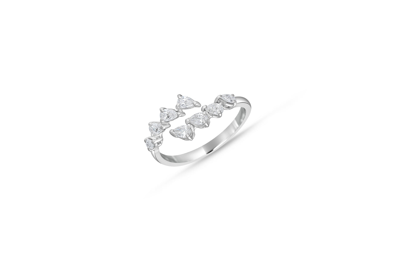 Open pear line diamond ring