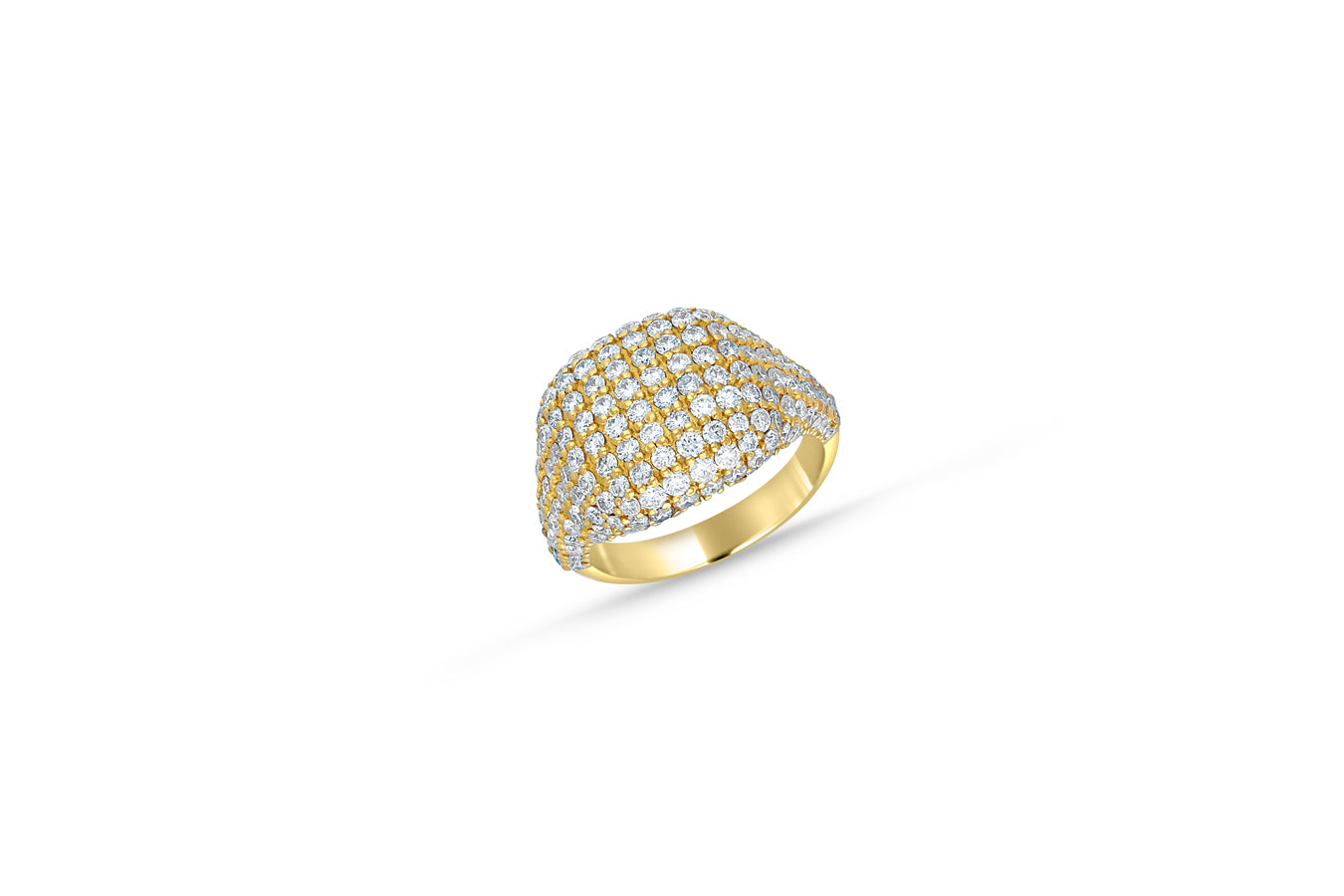 Yellow gold pinky cube diamond ring