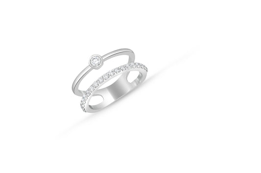 Double line stud diamond ring