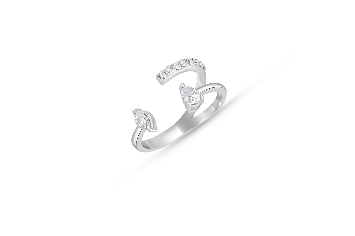 Open triangle diamond ring