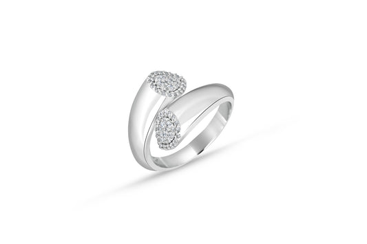 Double pear shape open diamond ring