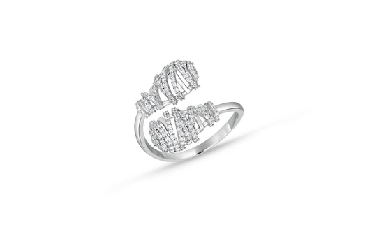 Two spiral open diamond ring