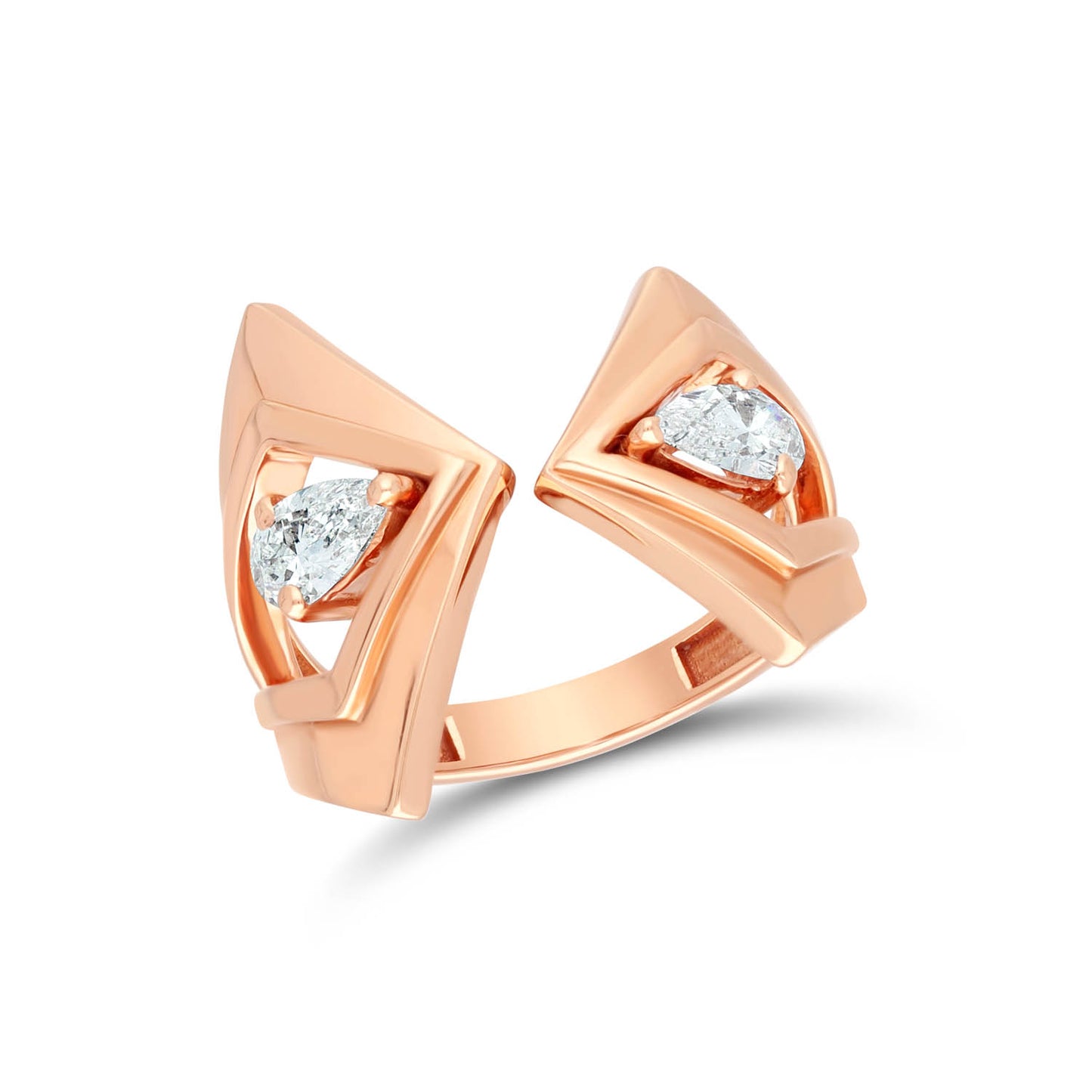 Triangle pear shape diamond ring