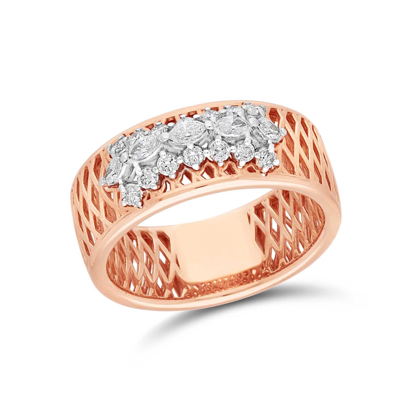 Elevated marquise laser diamond ring