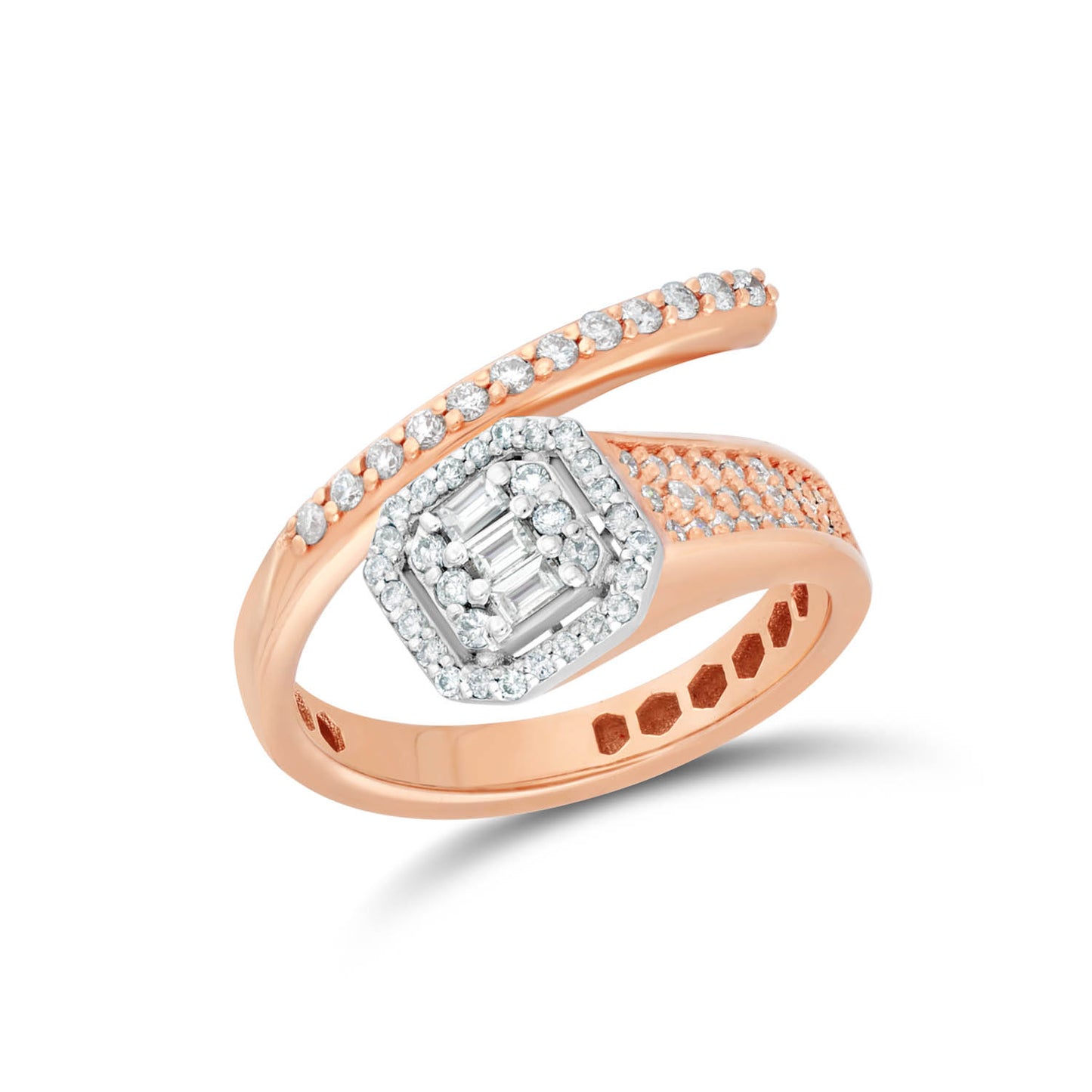 Single wrapped open diamond ring