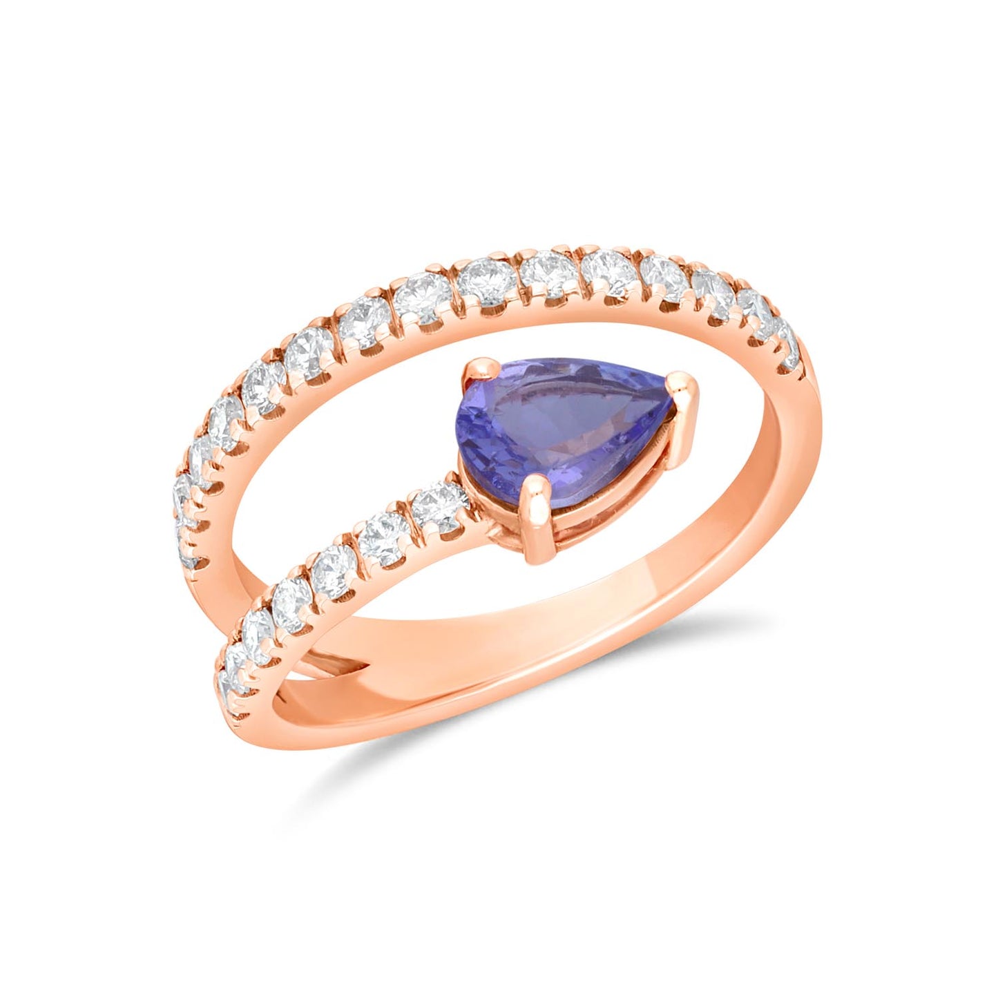 Two layer tanzanite diamond ring