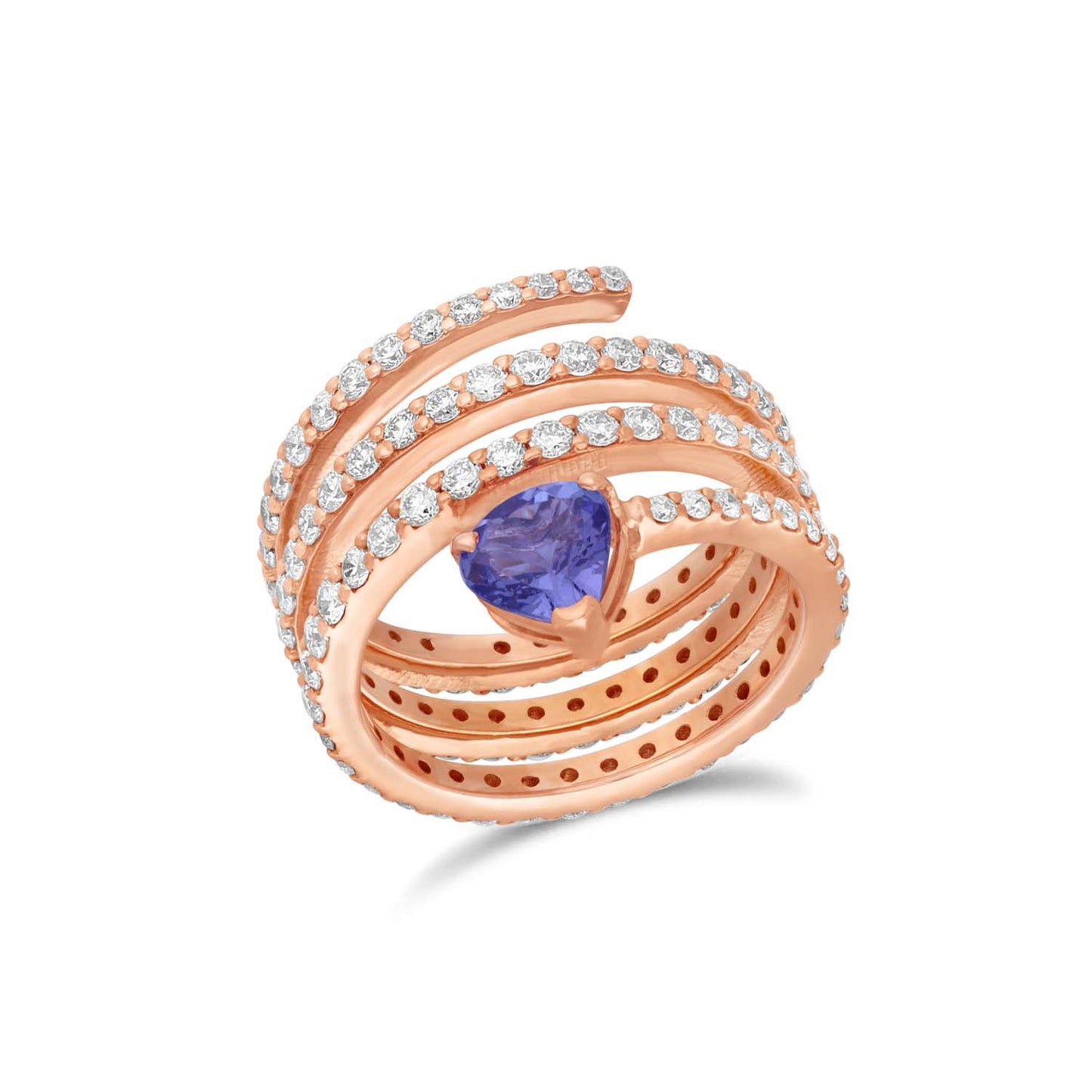 All around four layer tanzanite diamond ring