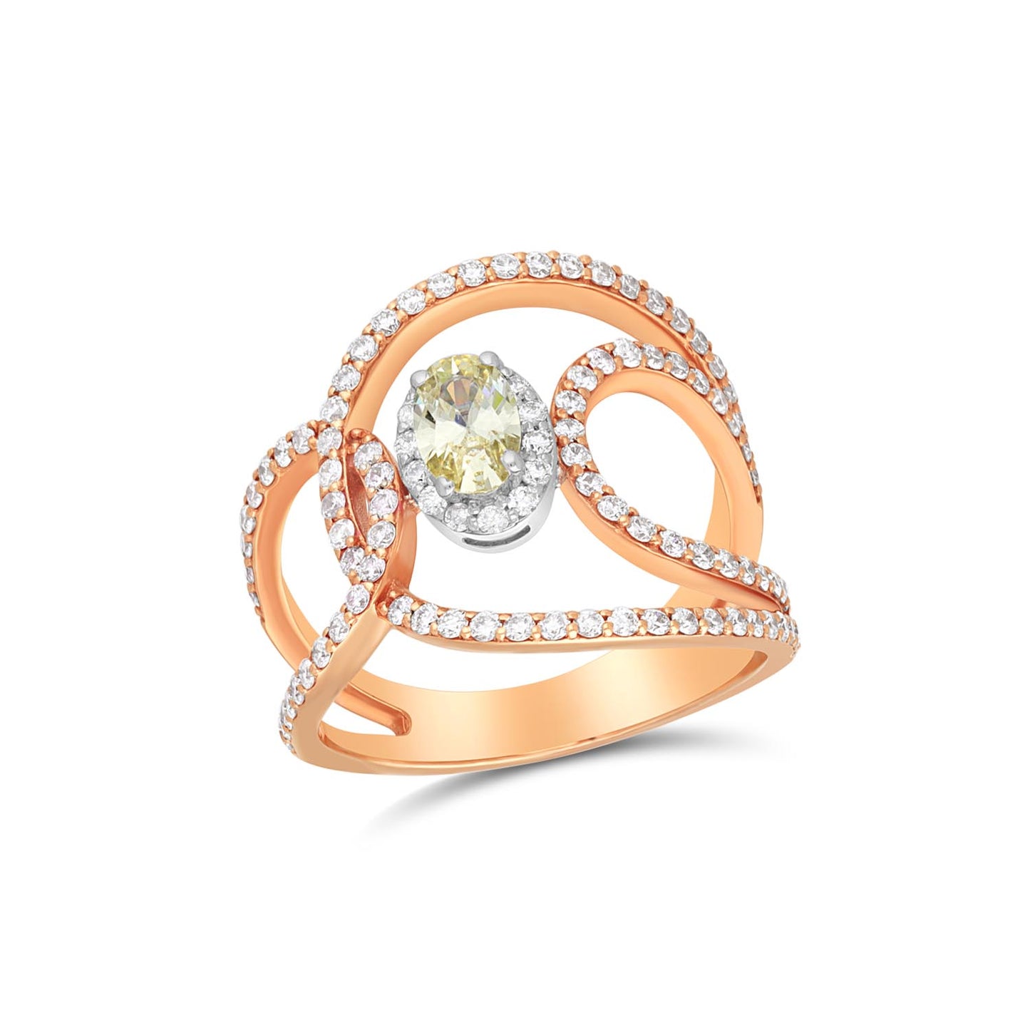 Colour stone curve diamond ring