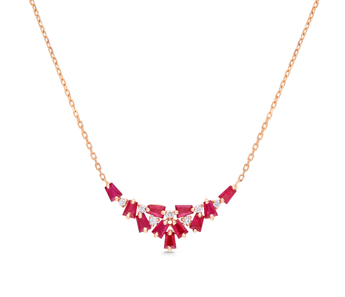 Ruby scattered and diamond pendant