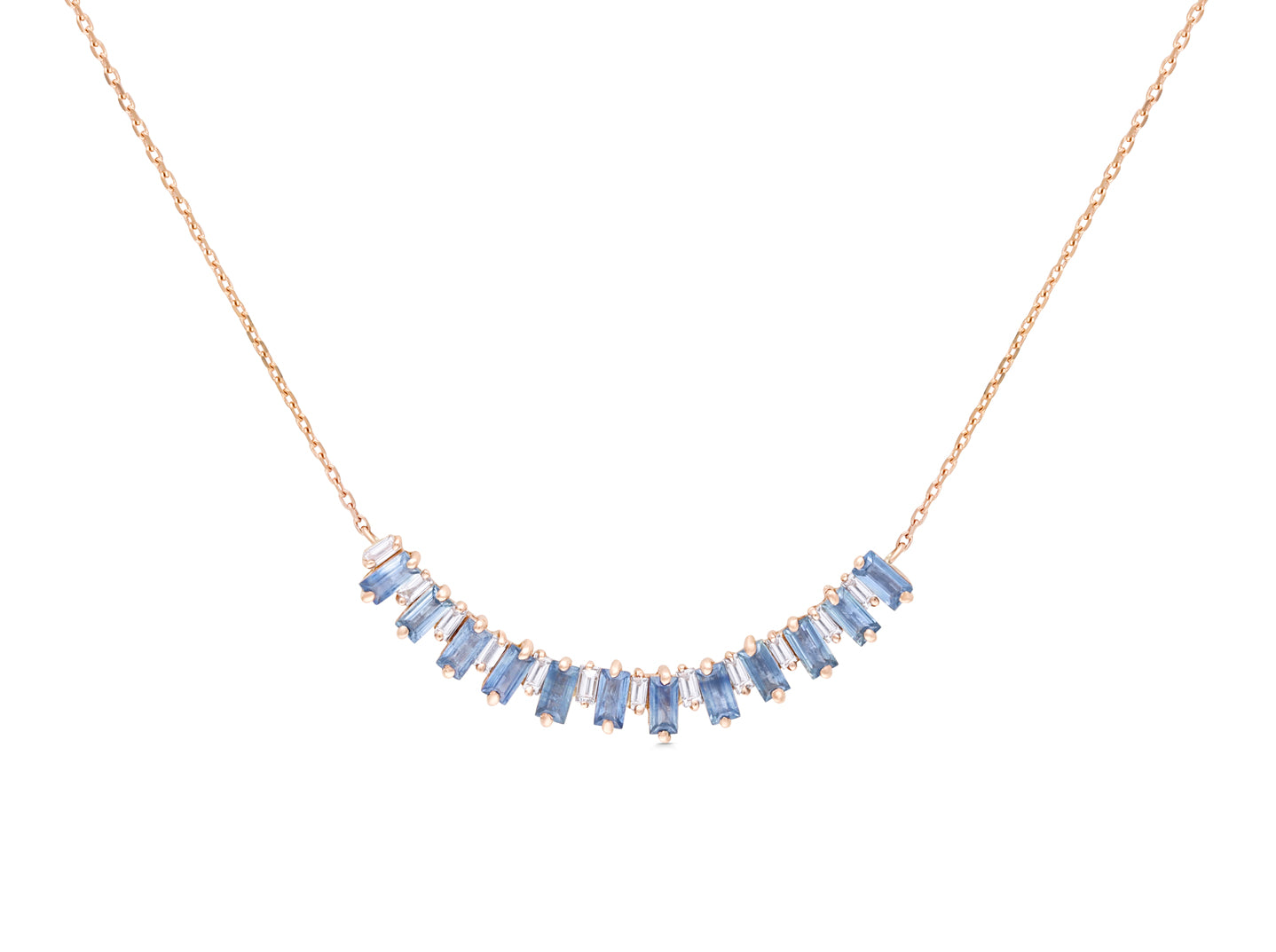 Saphire baguette design diamond pendant