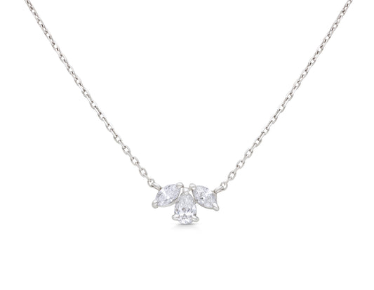 Pear shape leaf design diamond pendant