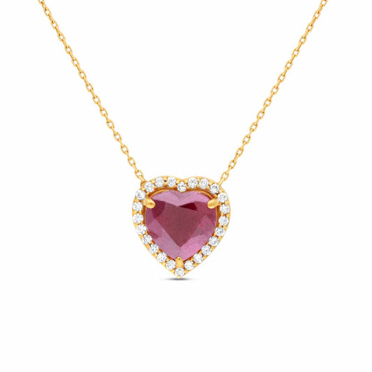 Heart shape ruby diamond pendant