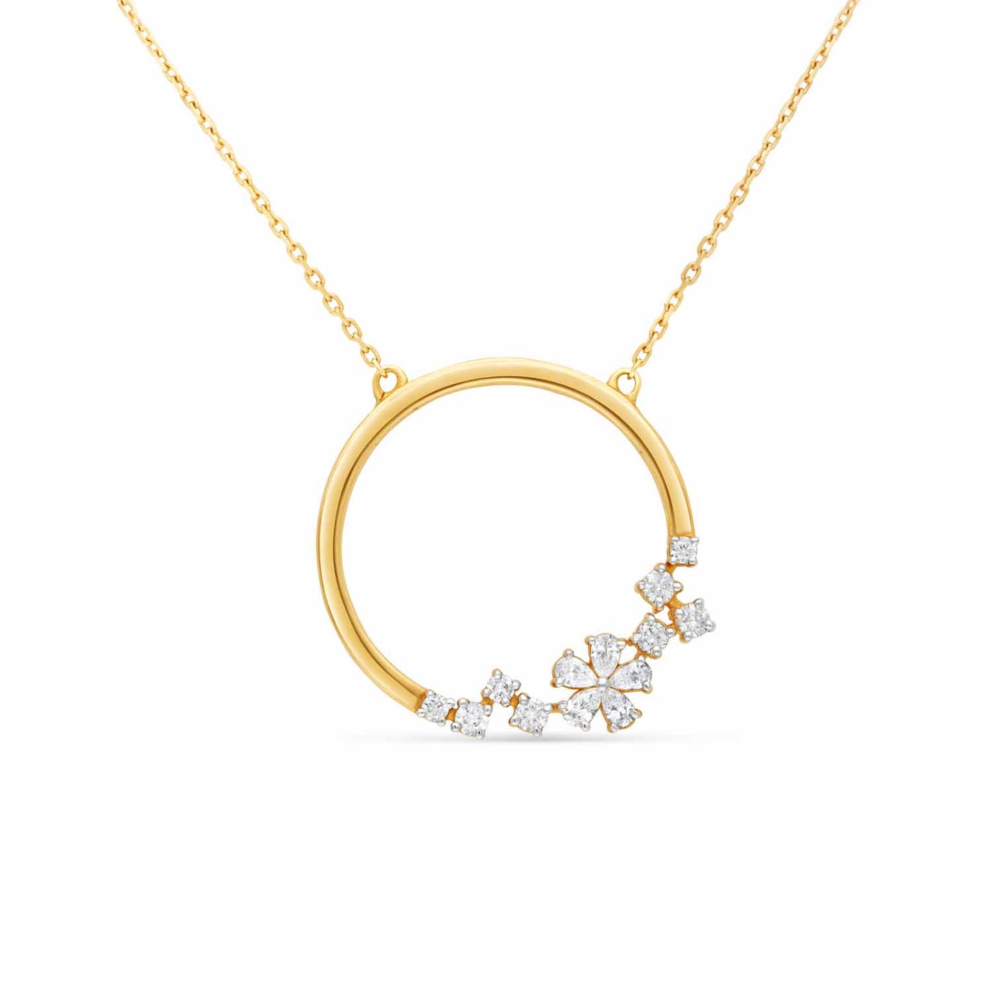 Flower design hoop diamond pendant