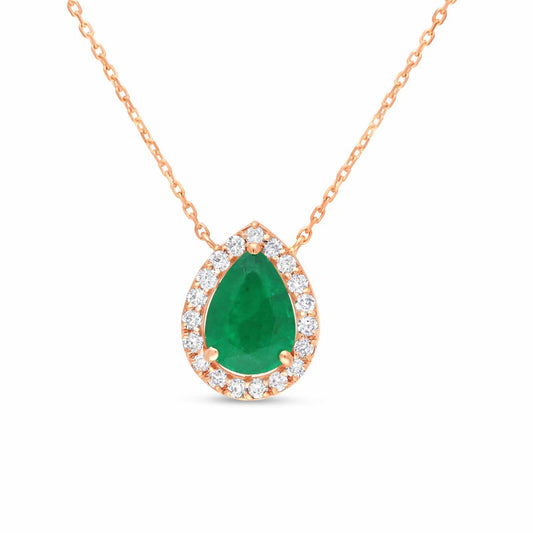 Pear shape emerald and diamond pendant