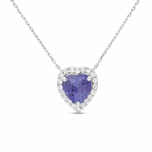 Heart shape tanzanite and diamond pendant