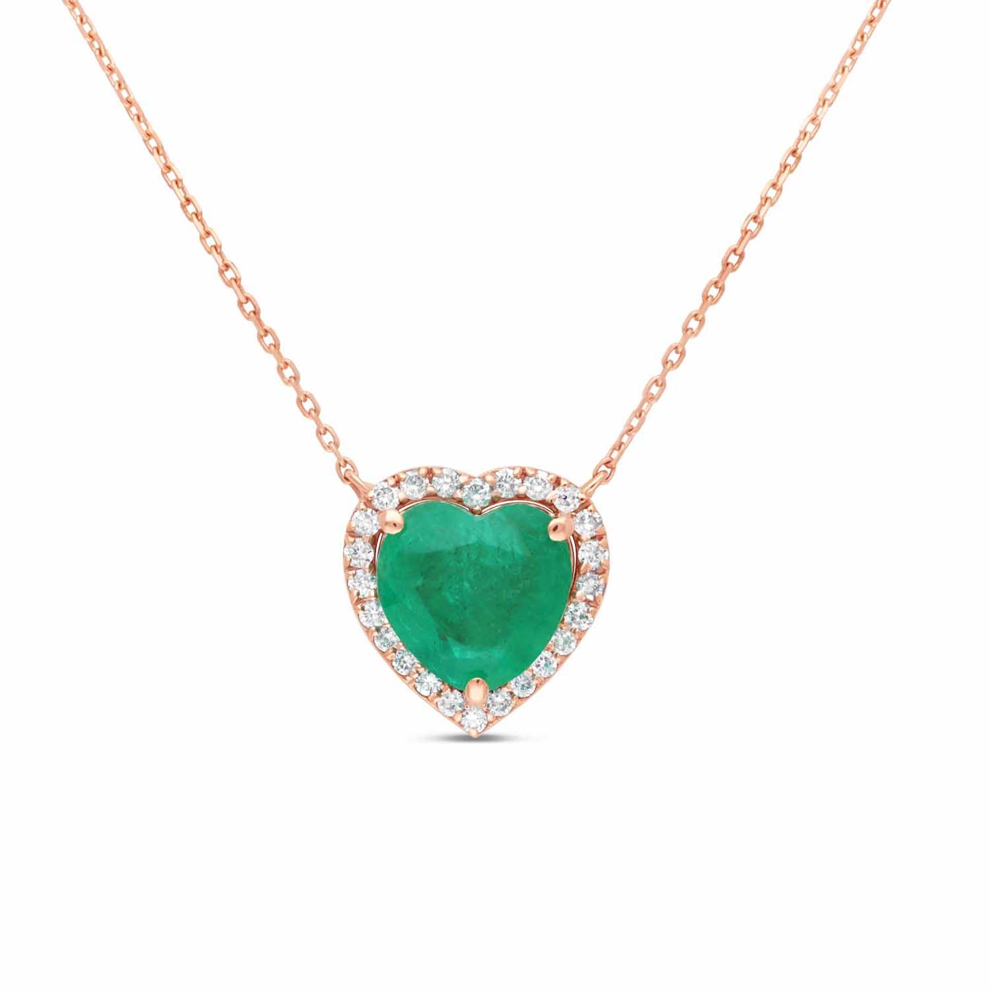 Heart shape emerald and diamond pendant