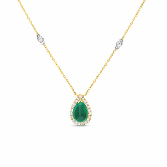 Pear shape Emerald and diamond pendant