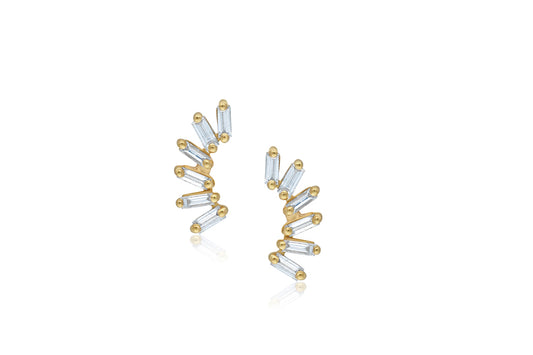 Gradient curve diamond stud earring