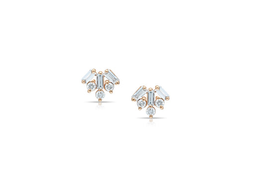 crown design diamond stud earring