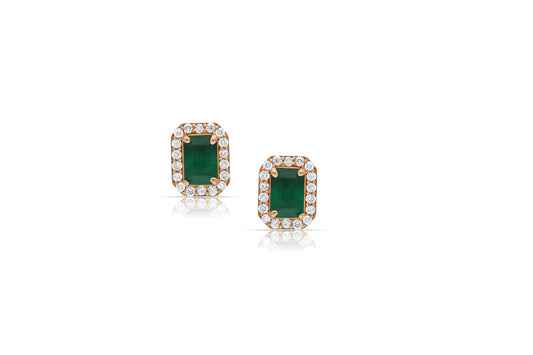 Emerald frame stud earrings