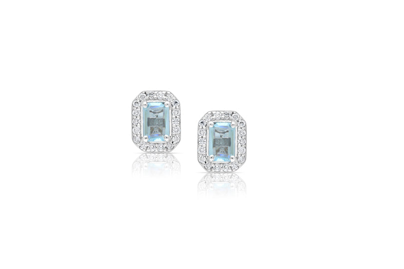 Aquamarine frame stud earring