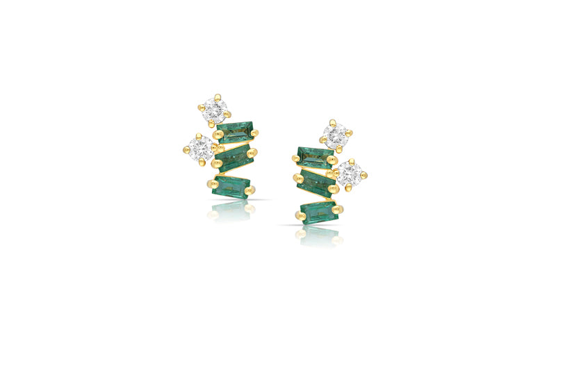 Emerald fashion design stud earring