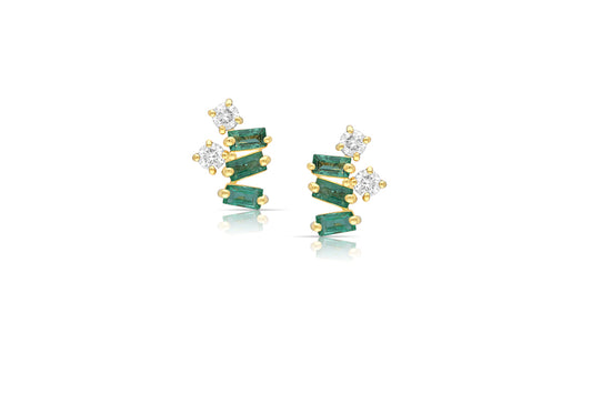 Emerald fashion design stud earring