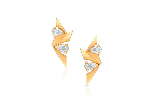 Pear shape triangle 0.19 carat each diamond earing