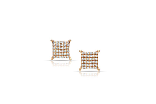 Square shape diamond stud earring