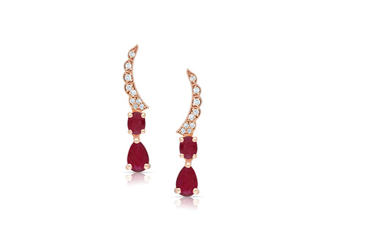 Ruby crest diamond earring