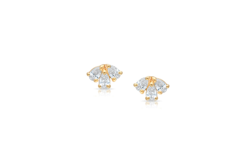 Pear and marquise diamond stud earring