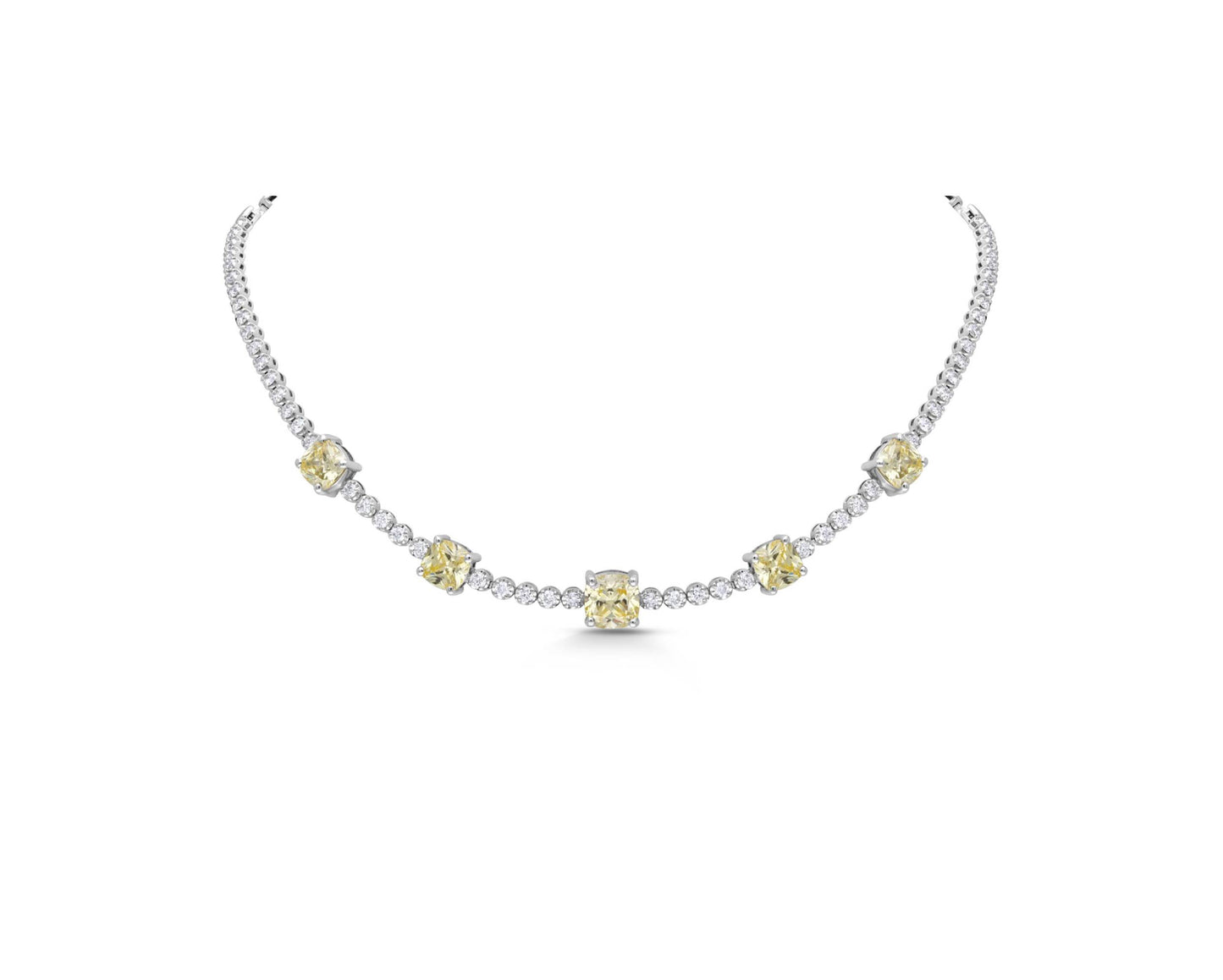 Colour stone and diamond single line necklace